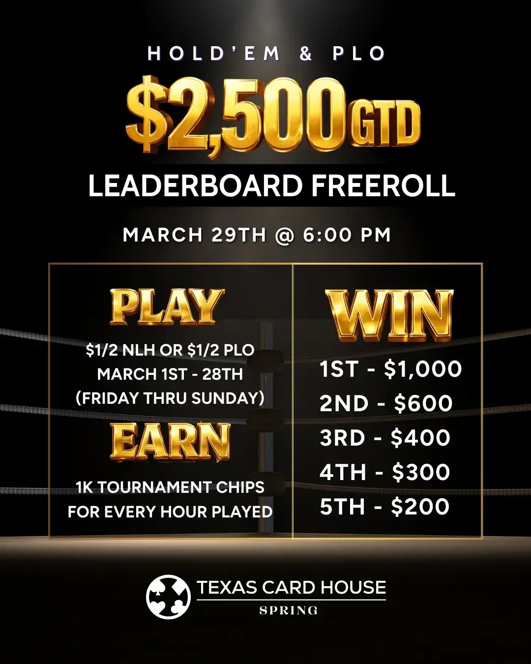 $2,500 Leaderboard Freeroll  Spring  Mar26  1080x1350