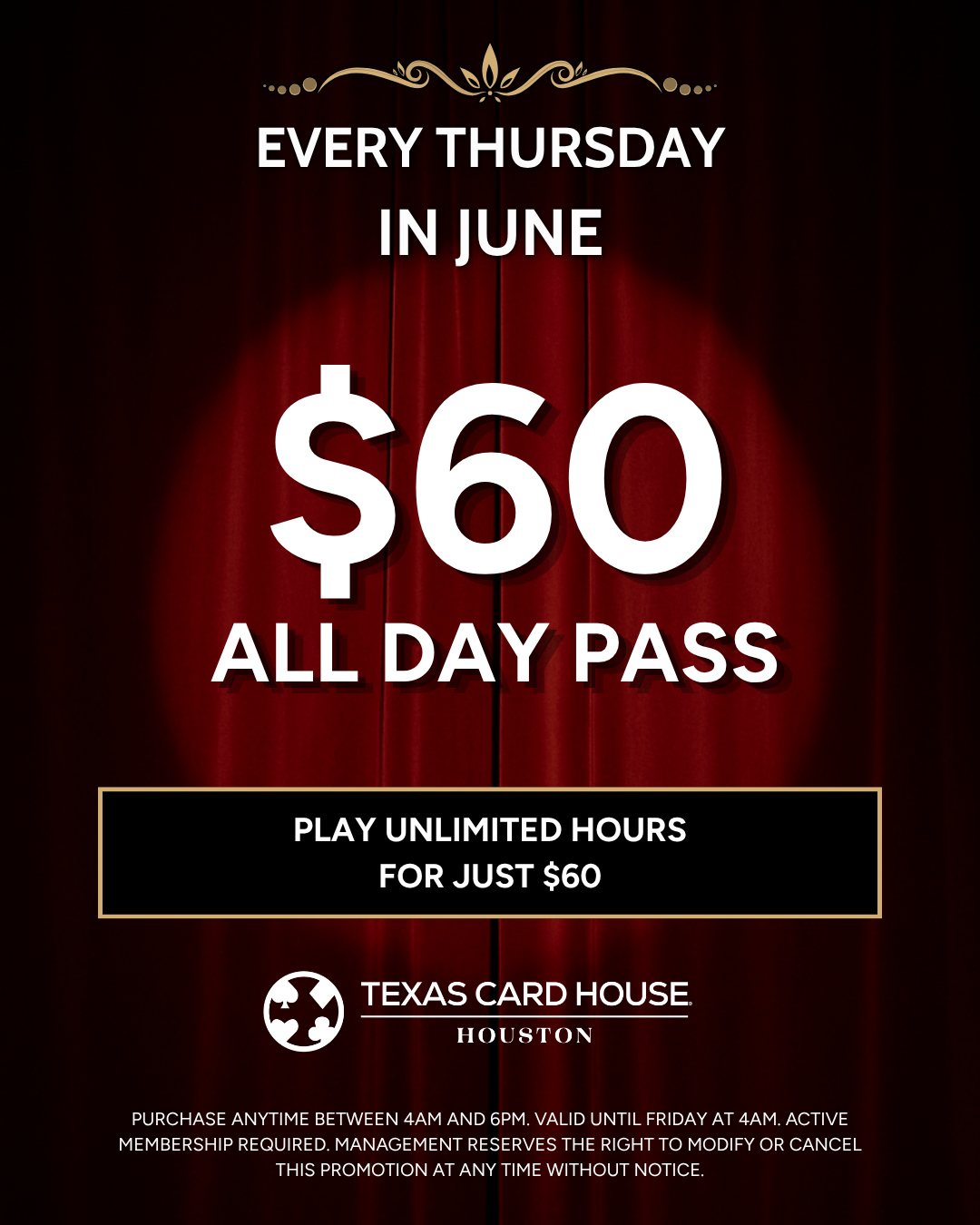 $60 All Day Pass @ Houston
