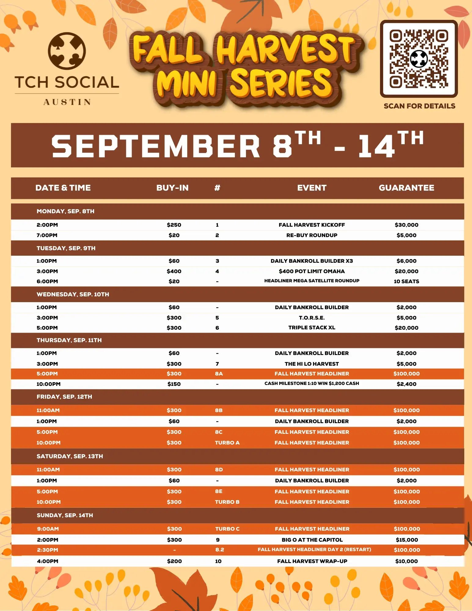 Fall Harvest Mini Series at TCH Social Austin