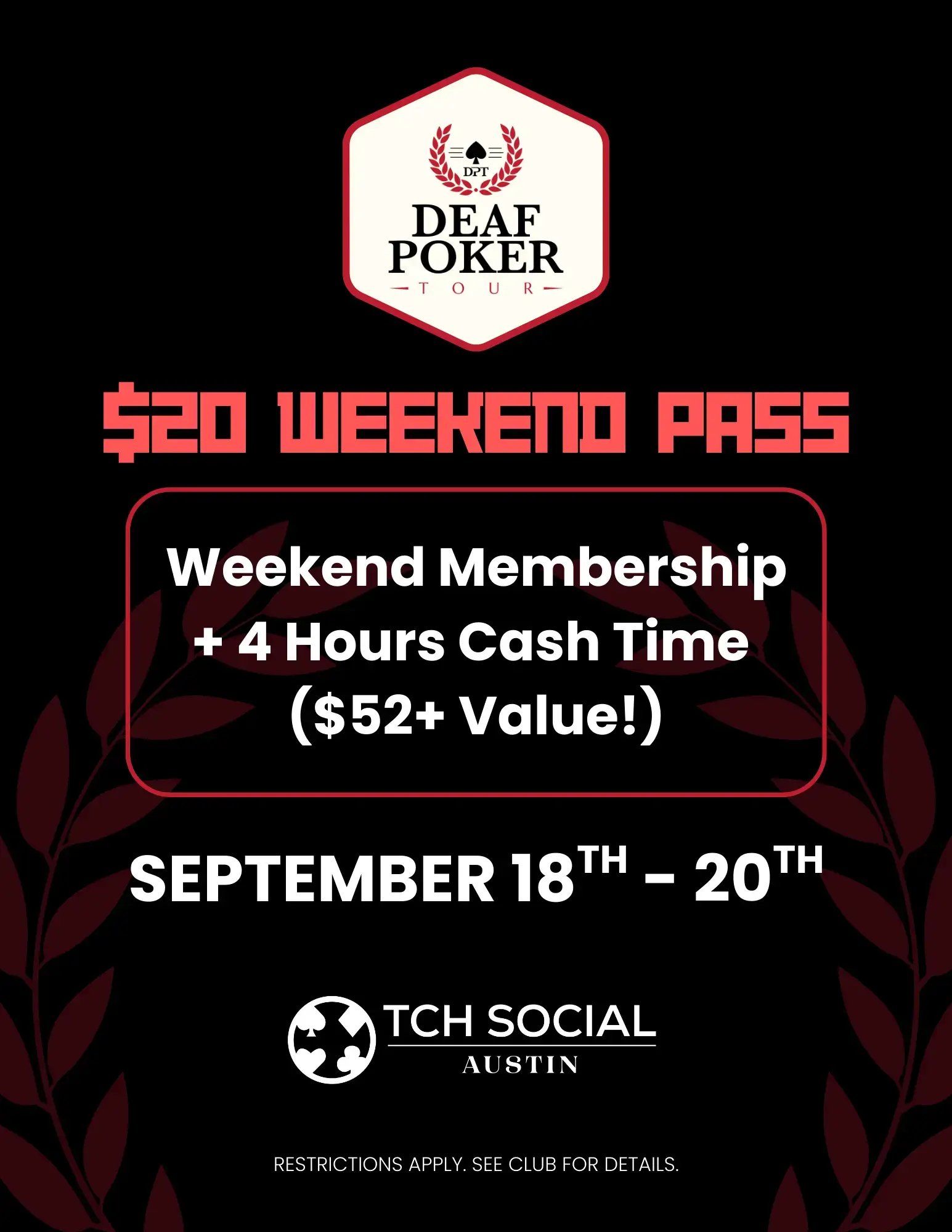$20 Weekend Pass (Weekend Membership + 4 Hours Cash Time)