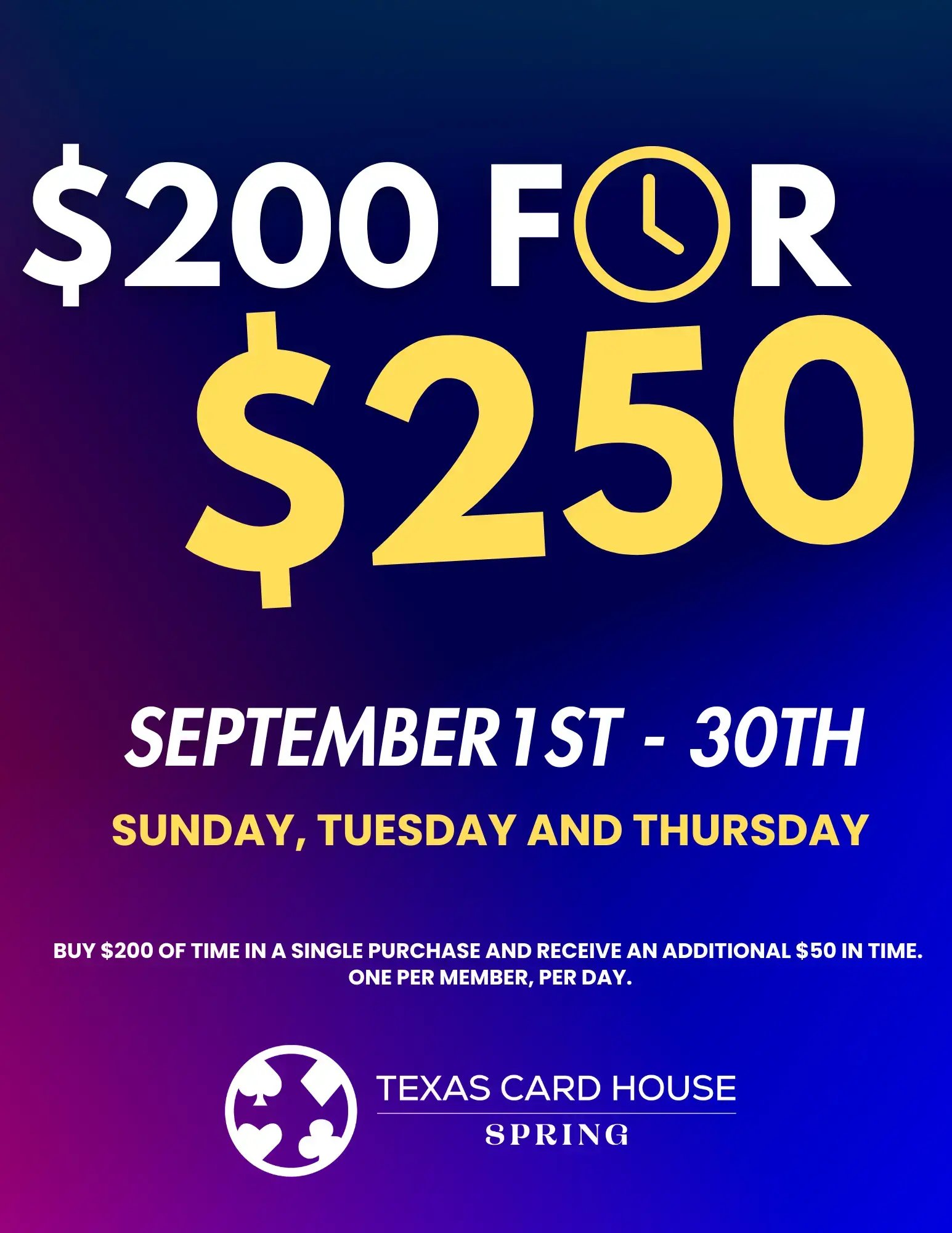 Spring  $200 for $250