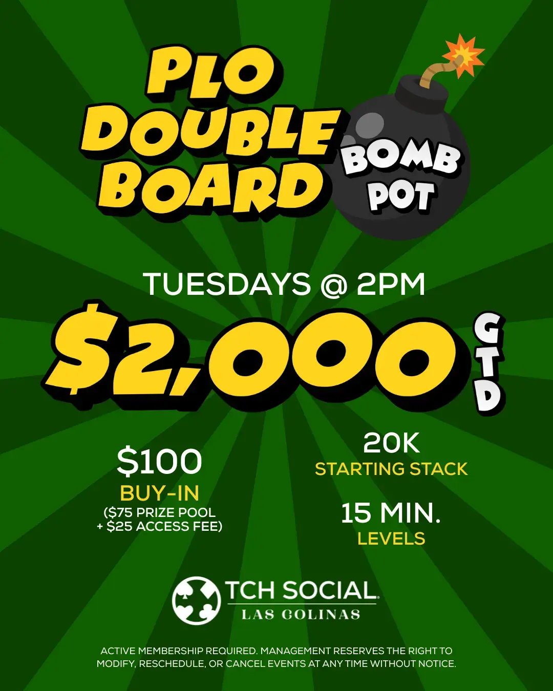 Tues PLO Double Board Bomb Pot